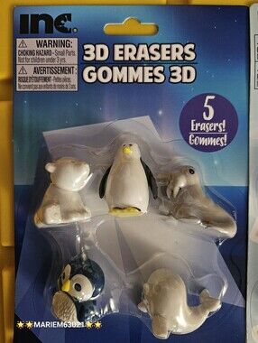 INC 3D 3 dimensional Erasers School Supplies Sea Ocean Animals